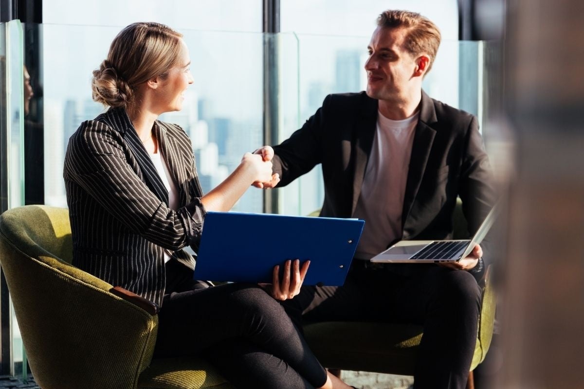 Business meeting at airport